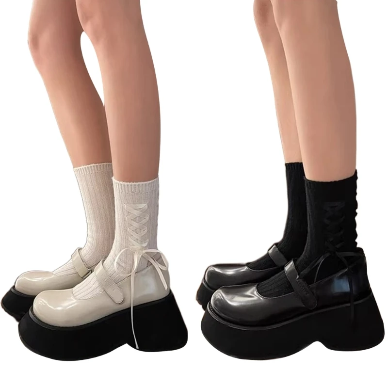 

Балетные носки до щиколотки с бантами Носки для экипажа на шнуровке Свободные носки Хлопковые носки-сапожки