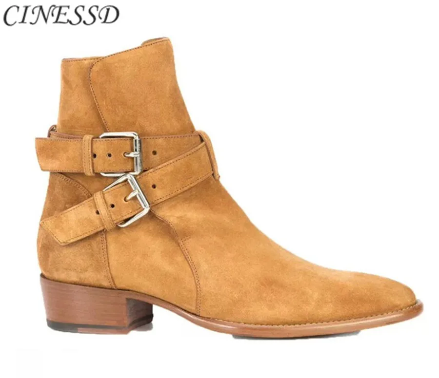 British Style Double Straps Buckle Genuine Cow Suede Short Booties Pointy Men Square Heel Slip On Chelsea Boats Zapato Hombre
British Style Double Straps Buckle Genuine Cow Suede Short Booties Pointy Men Square Heel Slip On Chelsea Boats Zapato Hombre
