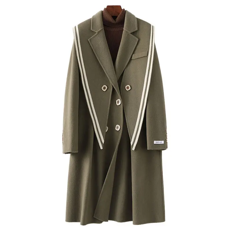 Double Breasted Wool Coat for Women, Medium Length Blends, Female Clothes, Loose Tops, Autumn Winter, High Quality, New, 2023 
Double Breasted Wool Coat for Women, Medium Length Blends, Female Clothes, Loose Tops, Autumn Winter, High Quality, New, 2023