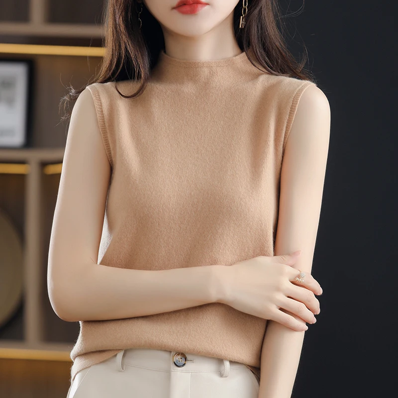 Summer 2022 new women's half high neck sleeveless knitted cashmere sweater solid color vest women's Vest casual cashmere vest
Summer 2022 new women's half high neck sleeveless knitted cashmere sweater solid color vest women's Vest casual cashmere vest