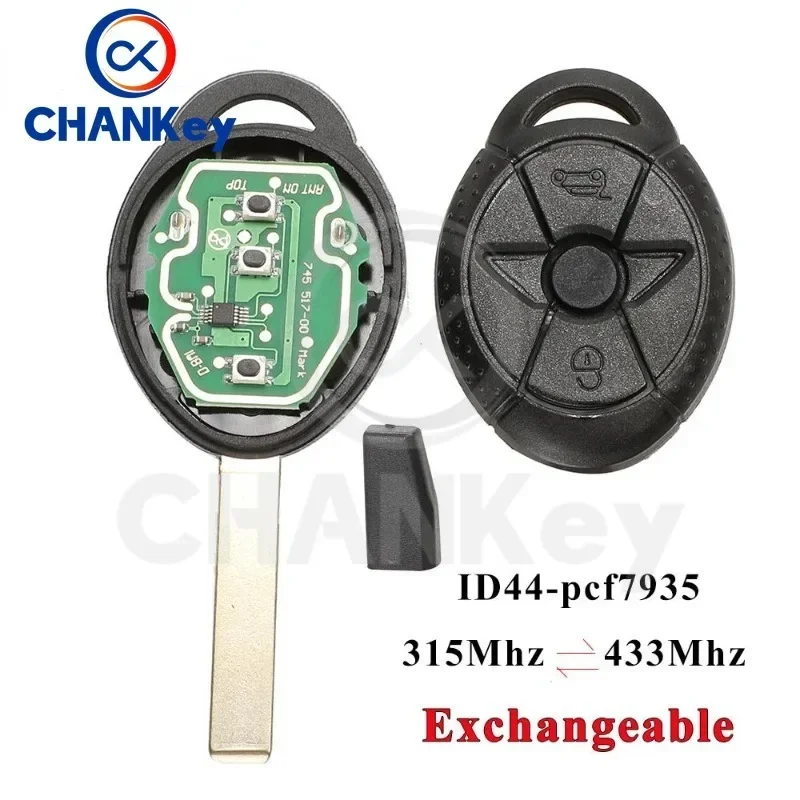 CHANKey 2 кнопки EWS автомобильный пульт дистанционного управления брелок для старого BMW Mini Cooper S R50 R53 315 МГц/433 МГц ID44 чип
CHANKey 2 кнопки EWS автомобильный пульт дистанционного управления брелок для старого BMW Mini Cooper S R50 R53 315 МГц/433 МГц ID44 чип