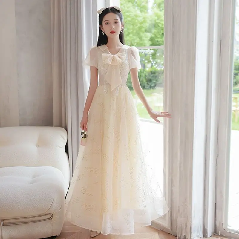 Women's Evening Dress Simple V-Neck Bow Short Puff Sleeve Ankle-Length A-Line Prom Dresses Quinceanera Wear for 18-24 Years Old
Women's Evening Dress Simple V-Neck Bow Short Puff Sleeve Ankle-Length A-Line Prom Dresses Quinceanera Wear for 18-24 Years Old