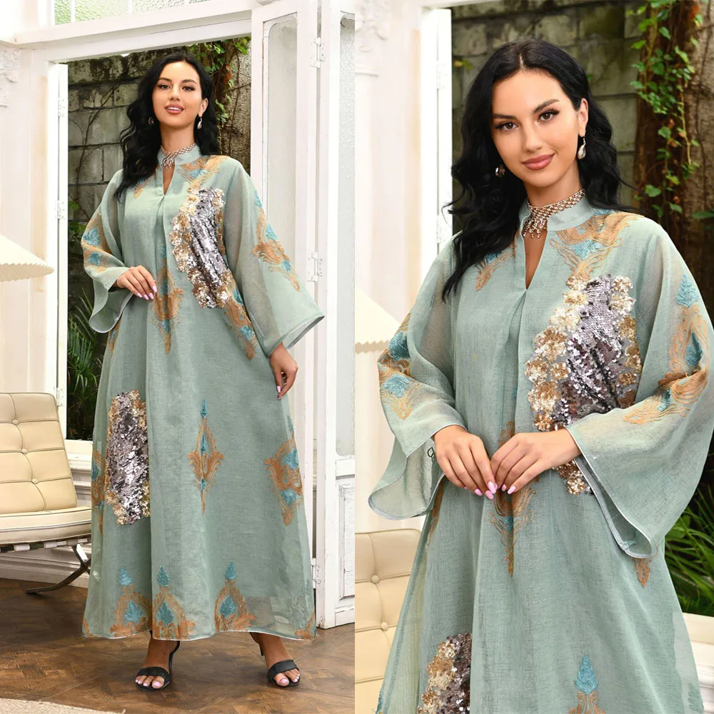 Embroidered Floral Sequins Abaya Muslim Party Evening Dress Femme Djellaba Dubai Saudi Ramadan Loose Robe Moroccan Long Caftan
Embroidered Floral Sequins Abaya Muslim Party Evening Dress Femme Djellaba Dubai Saudi Ramadan Loose Robe Moroccan Long Caftan