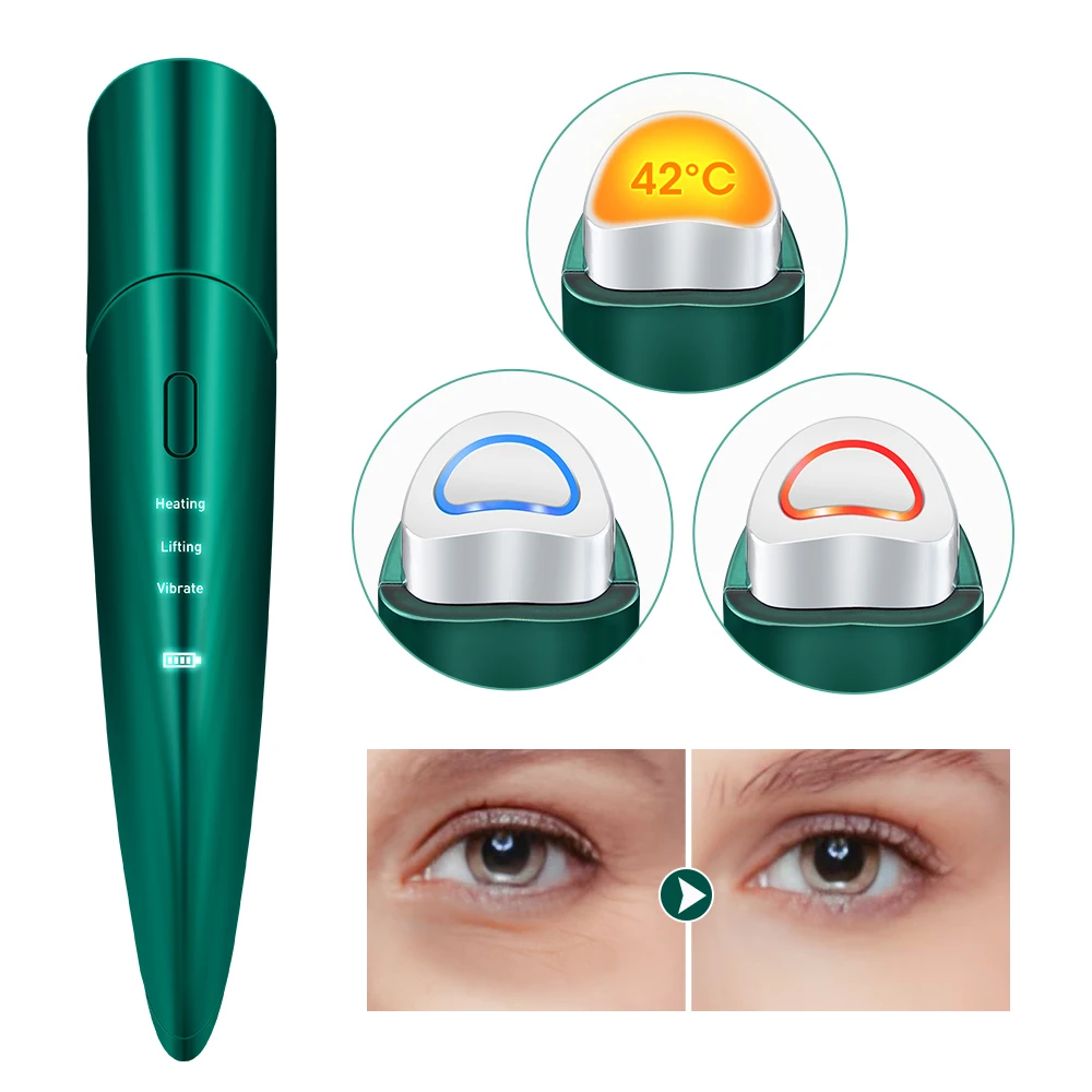 

New Electric Eye Massage Tool EMS Hot Compress Vibration Face Eye Massager Beauty Pen Removal Wrinkle Dark Circles Puffiness