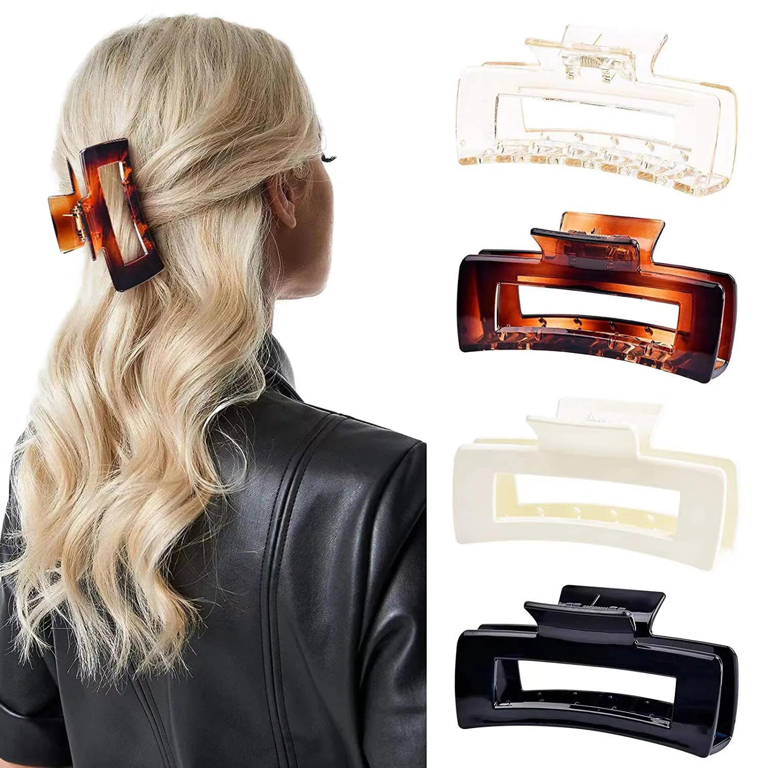 

5Pcs/Lot New Europe And America Style Frosting Rectangle Hair Clips For Women Simplicity Back of Head Ponytail Hair Accessories