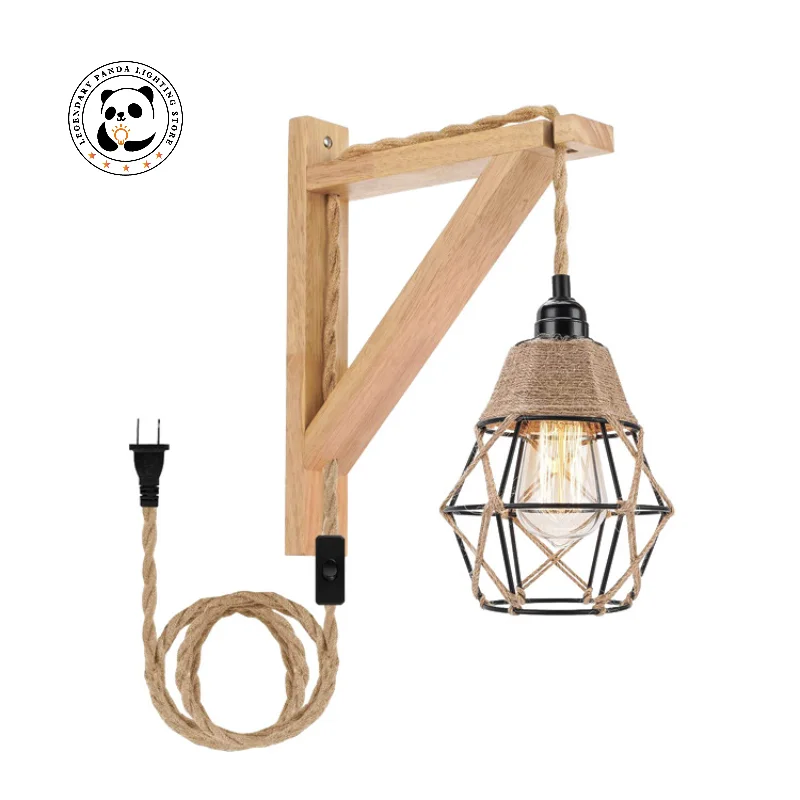 Vintage Wood Hemp Rope Wall Lamps Fixture LED E27 Retro Hallway Bedside Loft Light Luminaire Industrial American Decor Lighting
Vintage Wood Hemp Rope Wall Lamps Fixture LED E27 Retro Hallway Bedside Loft Light Luminaire Industrial American Decor Lighting