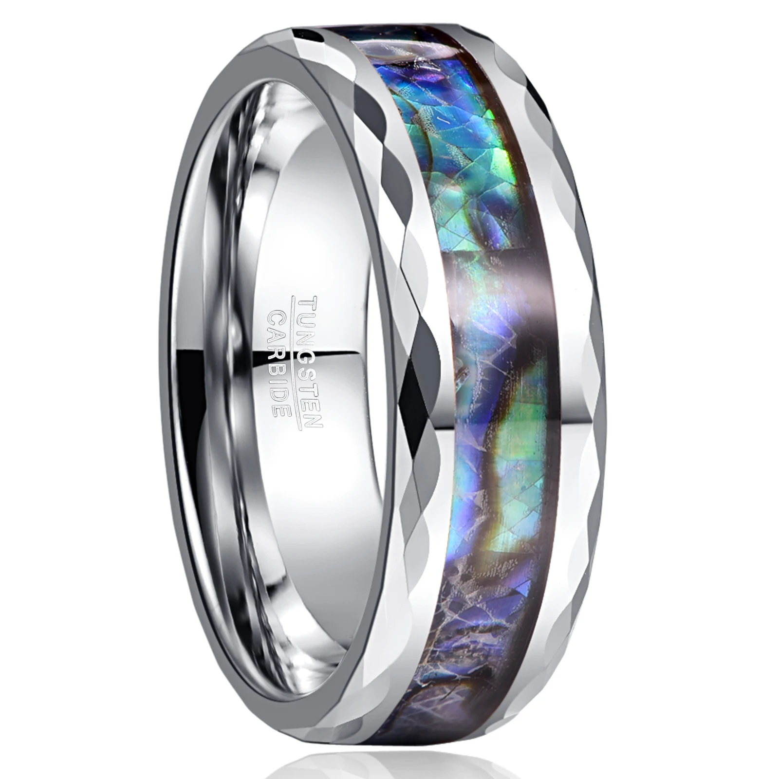 New Tungsten Carbide Opal Ring 8MM Wide 2.3MM Thick Polished Faceted Abalone Shell Tungsten Steel Ring
New Tungsten Carbide Opal Ring 8MM Wide 2.3MM Thick Polished Faceted Abalone Shell Tungsten Steel Ring