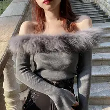 Fur Slash Neck Off Shoulder Knitted Sweater Women Sexy Stretch Body Knit Basic Pullover Spring Autumn Casual Jumper
Fur Slash Neck Off Shoulder Knitted Sweater Women Sexy Stretch Body Knit Basic Pullover Spring Autumn Casual Jumper