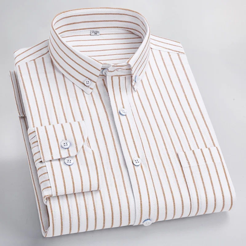 2023 Spring Cotton Oxford Men's Striped Shirts for Business Casual Long Sleeve Regular Fit Easy Care Plaid Tops Male with Pocket
2023 Spring Cotton Oxford Men's Striped Shirts for Business Casual Long Sleeve Regular Fit Easy Care Plaid Tops Male with Pocket