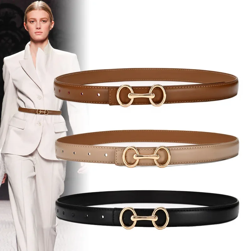 

Women's Leather Belt Simple Wild Jeans Belt Korean Ins Wind DecorativeLeather Zinc Alloy Fashion Buckle Belt with Suit Trousers