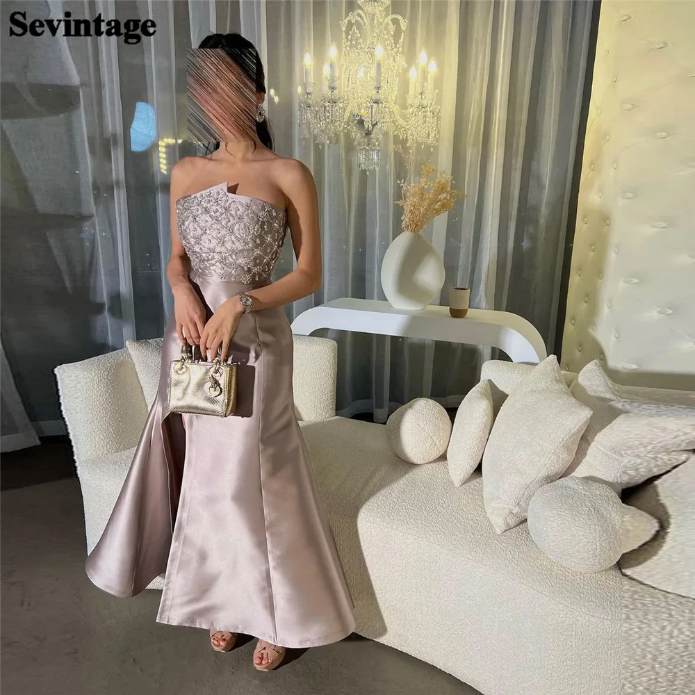 Sevintage Elegant Ash Pink Saudi Arabic Prom Gowns Strapless Sequines A-Line Side Slit Party Dresses Women Evening Gowns Outfits
Sevintage Elegant Ash Pink Saudi Arabic Prom Gowns Strapless Sequines A-Line Side Slit Party Dresses Women Evening Gowns Outfits