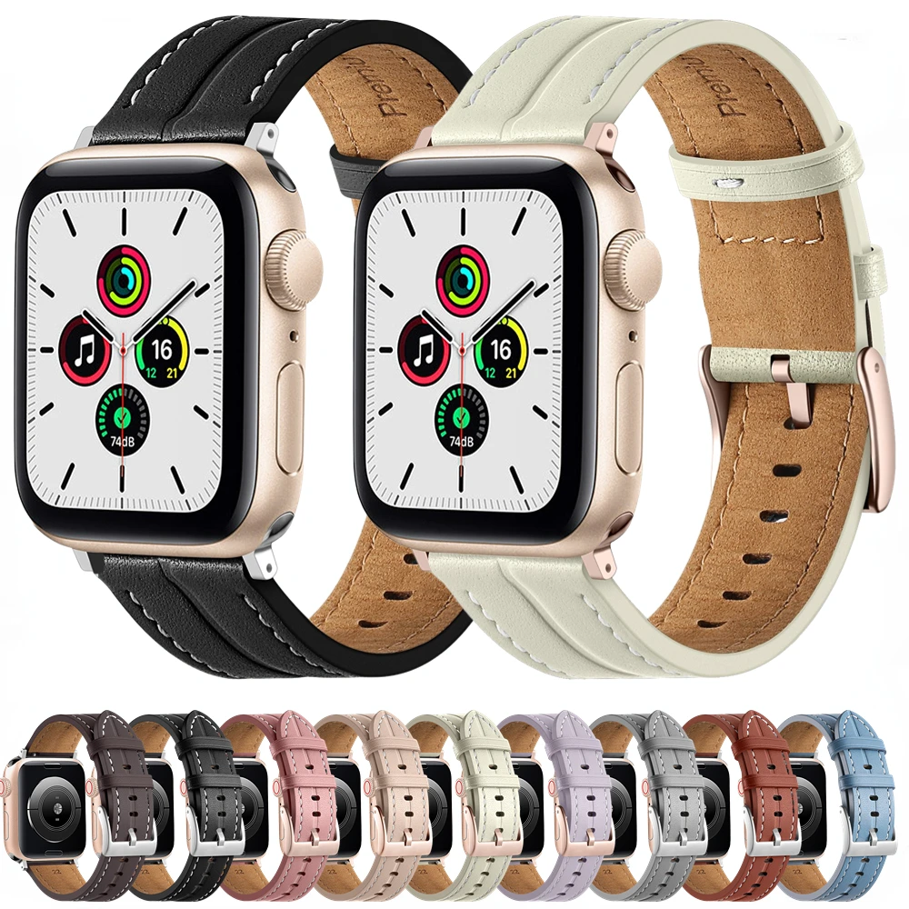 

High Quality Leather Strap for Apple Watch Band 45mm 41mm 44mm 40mm 42mm 38mm Belt for iWatch Series 8 7 6 5 4 3 2 SE Ultra 49mm