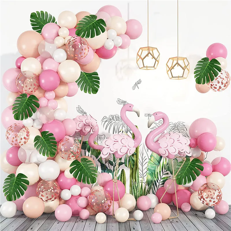 

132PCS Tropical Hawaiian Garland Arch Kit Flamingo Theme Birthday Balloons Party Wedding Decor Baby Shower Balloon Accessories