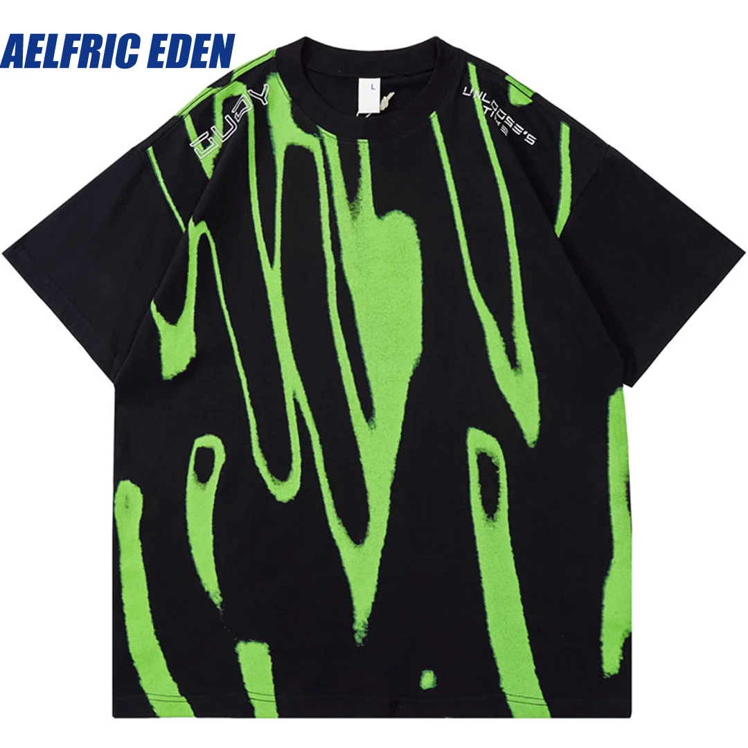 

Aelfric Eden Graffiti Abstract Graphic Print Oversize Tshirt Hip Hop Men T Shirts Streetwear Harajuku Punk Gothic Tee Cotton Top