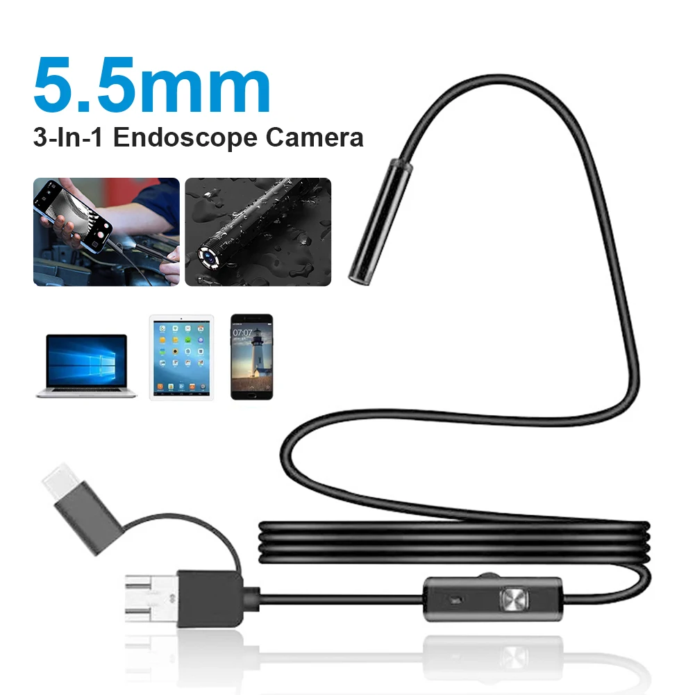 3-in-1 Car Borescope 1080P HD USB Borescope Camera 5.5mm Ultra-Thin Borescope Waterproof Camera Endoscope for Car Repair Tools
3-in-1 Car Borescope 1080P HD USB Borescope Camera 5.5mm Ultra-Thin Borescope Waterproof Camera Endoscope for Car Repair Tools