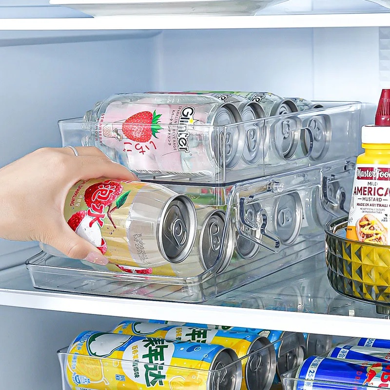 

Double-Layer Rolling Beverage Drawer Refrigerator Storage Box Beer Soda Cola Storage Rack Fridge Organizer Kitchen Accessories