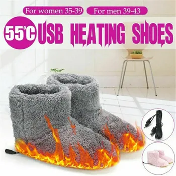 겨울용 USB 충전 워머 풋 슈즈, 따뜻한 전기 슬리퍼, 온열 워셔블 하트 슈즈, 연인을 위한 따뜻한 발 신발