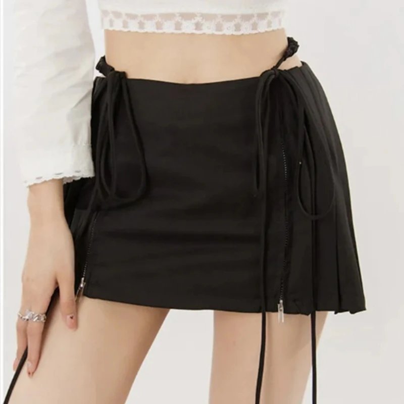 Sexy High Waist Pleated Mini Skirt Women Summer Double Zipper Front Split Hem Lace-Up Short Skirt Hot Girls Solid Streetwear
Sexy High Waist Pleated Mini Skirt Women Summer Double Zipper Front Split Hem Lace-Up Short Skirt Hot Girls Solid Streetwear