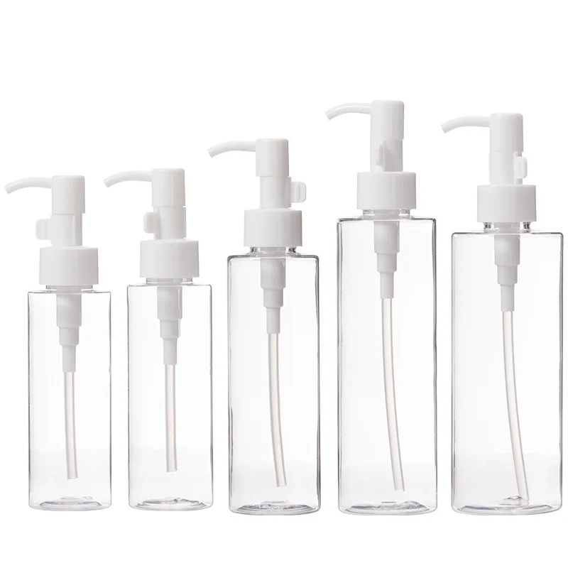 

20Pcs Empty Plastic Bottle Clear PET 100ml 120ml 150ml 200ml 250ml 3oz7oz White Lotion Pump Cosmetic Shampoo Refillable Bottles