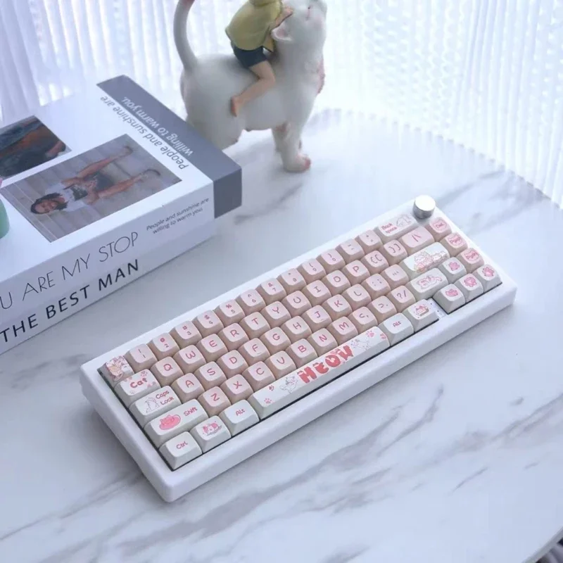 

XDA Keycaps Thick PBT Keycap Set for 133 Keys Pink Cat Key Caps Wear-resistant for Mechanical Keyboard