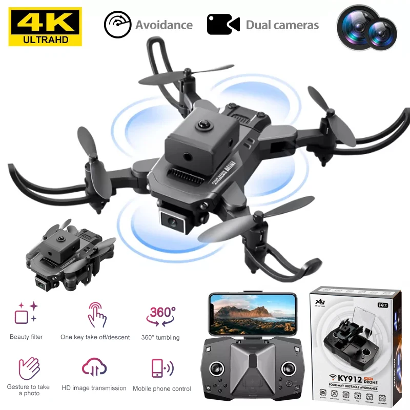 New KY912 Mini Drone Professional 4K HD Camera Air Pressure Fixed Height Four Sides Obstacle Avoidance Foldable Quadcopter Toy
New KY912 Mini Drone Professional 4K HD Camera Air Pressure Fixed Height Four Sides Obstacle Avoidance Foldable Quadcopter Toy