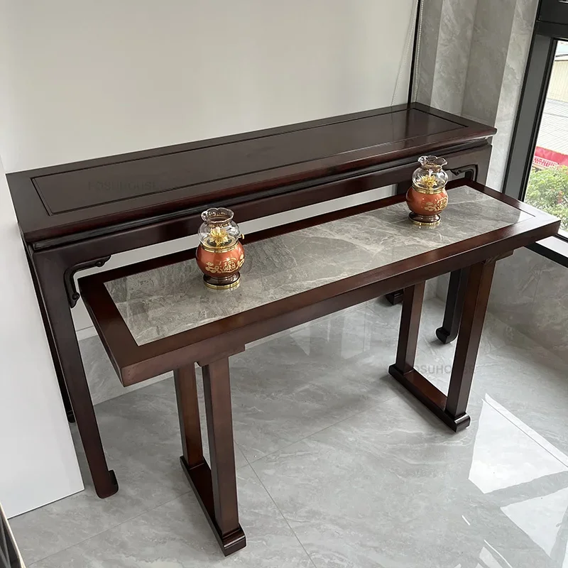 New Chinese Solid Wood Console Tables for Hallway Living Room Console Table Minimalist Light Luxury Corridor Rock Slab Entrance New Chinese Solid Wood Console Tables for Hallway Living Room Console Table Minimalist Light Luxury Corridor Rock Slab Entrance