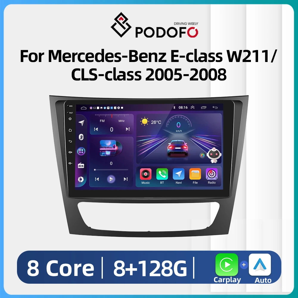 Podofo 2din Android Car Radio For Mercedes-Benz E-class W211/CLS-class 2005-2008 Carplay Stereo Player GPS Navigation No DVD
Podofo 2din Android Car Radio For Mercedes-Benz E-class W211/CLS-class 2005-2008 Carplay Stereo Player GPS Navigation No DVD