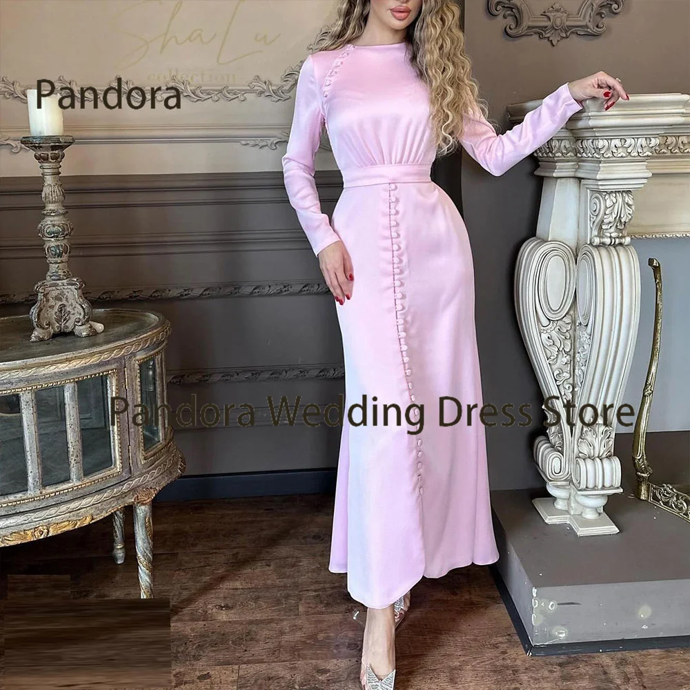 

Pandora Elegant high-neck ball dress Full sleeve ankle-length button evening dress for women Wedding banquet Formal dress Arabia