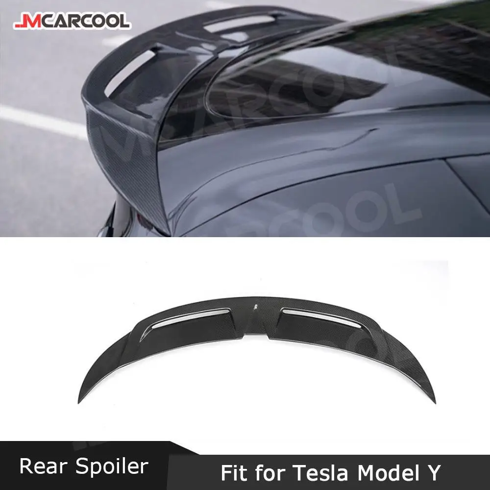 

Carbon Fiber Material Car Accessorise Rear Trunk Boot Spoiler Lip Wings For Tesla Model Y FRP Auto Decoration