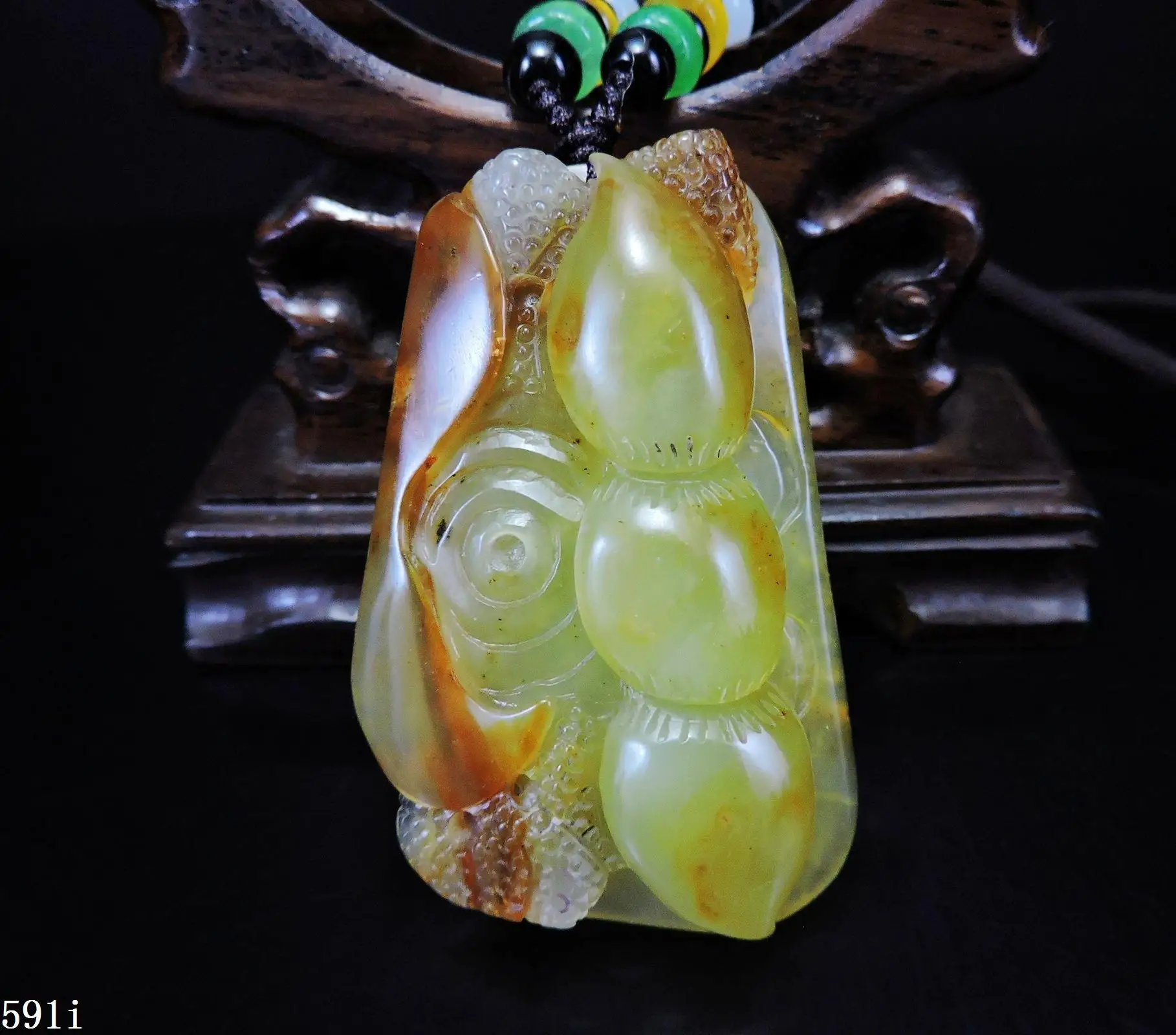 

Jade Jewelry Natural Jade Pendant Necklace Hand-Carved lotus root Jadeite Necklace Pendant Gift No Treatment 591i