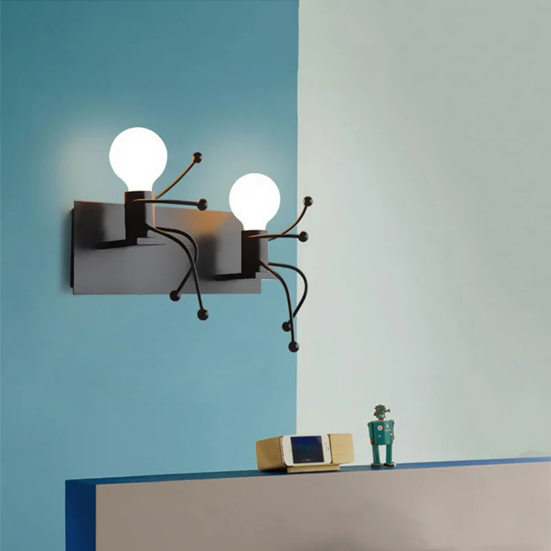 Nordic Creative Personality Simple Ironwork Wall Lamp for Living Room Bedroom Bedside Children's Room Matchstick Man Wall Light
Nordic Creative Personality Simple Ironwork Wall Lamp for Living Room Bedroom Bedside Children's Room Matchstick Man Wall Light