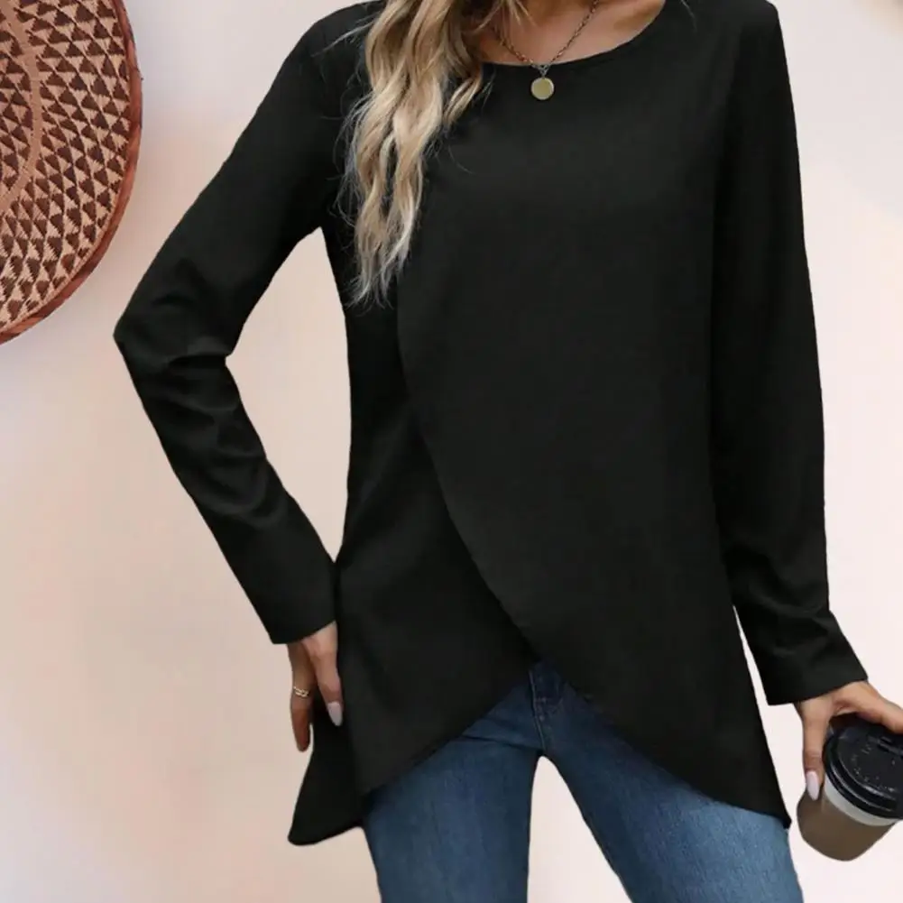 Women Regular Fit Top Trendy Women's Soft Texture T-shirt Irregular Hem Round Neck Long Sleeve Figure Enhancer Slim for Women
Women Regular Fit Top Trendy Women's Soft Texture T-shirt Irregular Hem Round Neck Long Sleeve Figure Enhancer Slim for Women