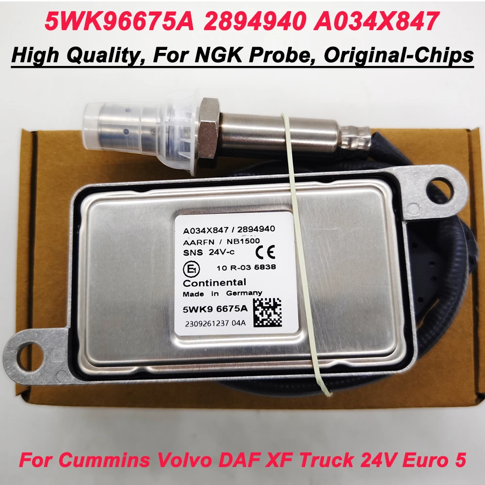 

High Quality Chips for NGK Probe 5WK96675A 2894940 NOX Oxygen Sensor Made in DE For Cummins Volvo DAF XF Truck Euro 5 A034X847