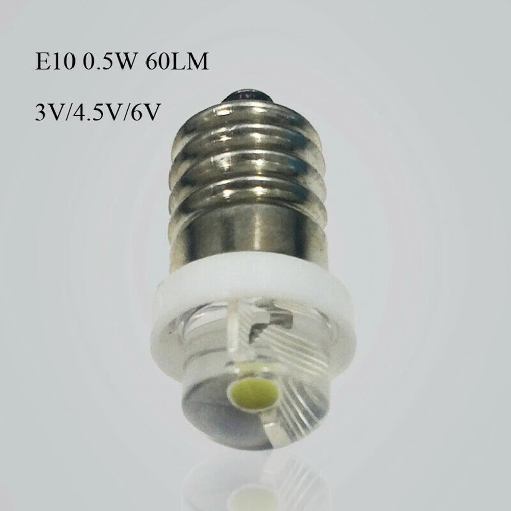 

1pcs 3/4.5/6V 0.5W 6000K LED E10 Replacement Bulb For Flashlight Lantern Torch Lantern Torch Bulb White Light LED Accessories