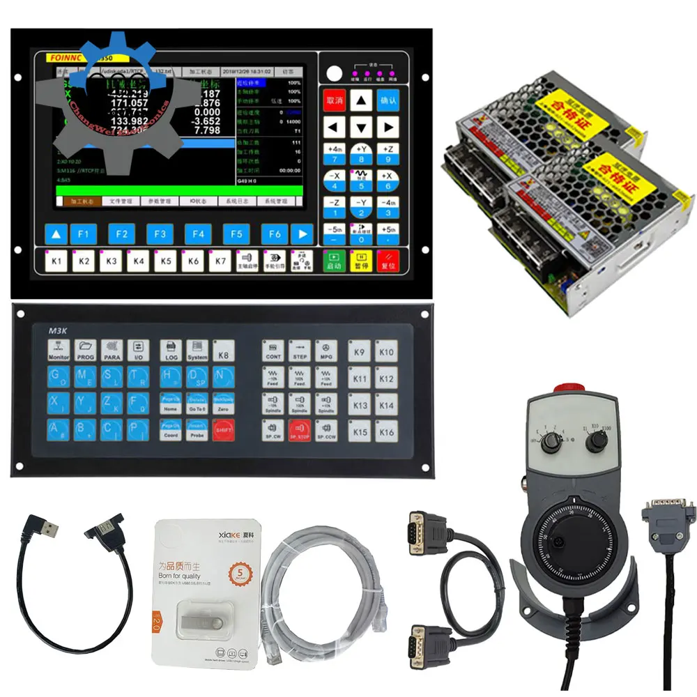 

CNC M350 Engraving Machine Controller 3/4/5-Axis Motion Controller System 1MHz G Code + Latest Extended M3K Keyboard+MPG+75W24V
