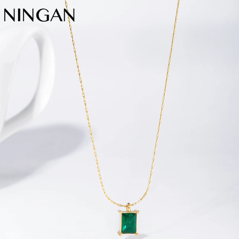 NINGAN Trendy Jewelry for Women Necklace Square CZ Stone Charm Pendants Necklaces Wife Friend Anniversary Gift
NINGAN Trendy Jewelry for Women Necklace Square CZ Stone Charm Pendants Necklaces Wife Friend Anniversary Gift