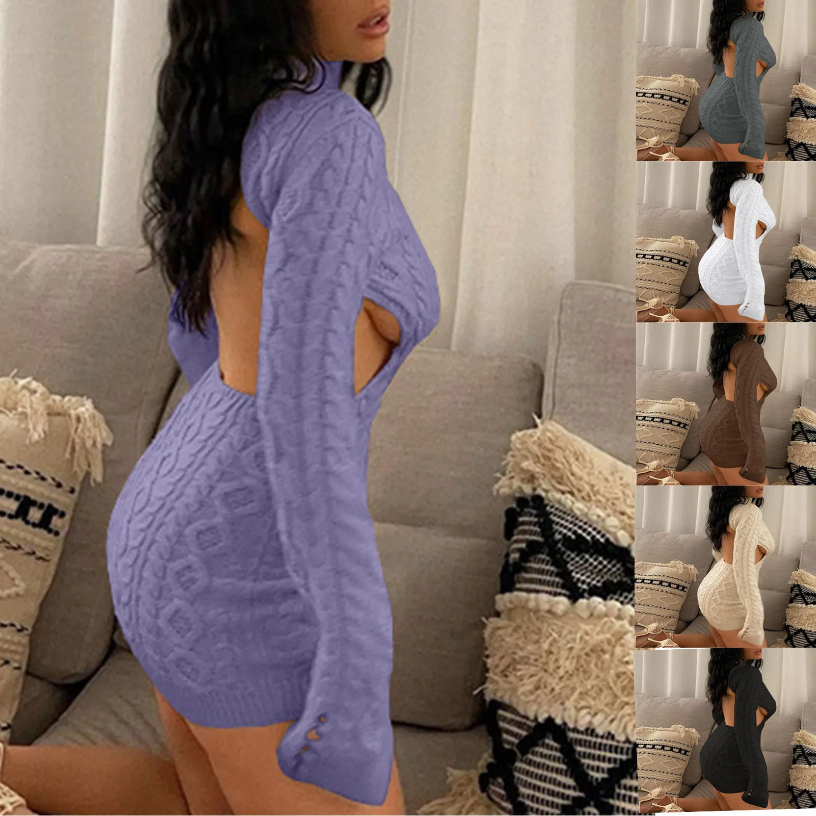 2024 New Sexy Backless Slim Fit Package Hip Dress Fashion Solid Colour Long Sleeve Knit Dress Turtleneck Sweater Dresses
2024 New Sexy Backless Slim Fit Package Hip Dress Fashion Solid Colour Long Sleeve Knit Dress Turtleneck Sweater Dresses