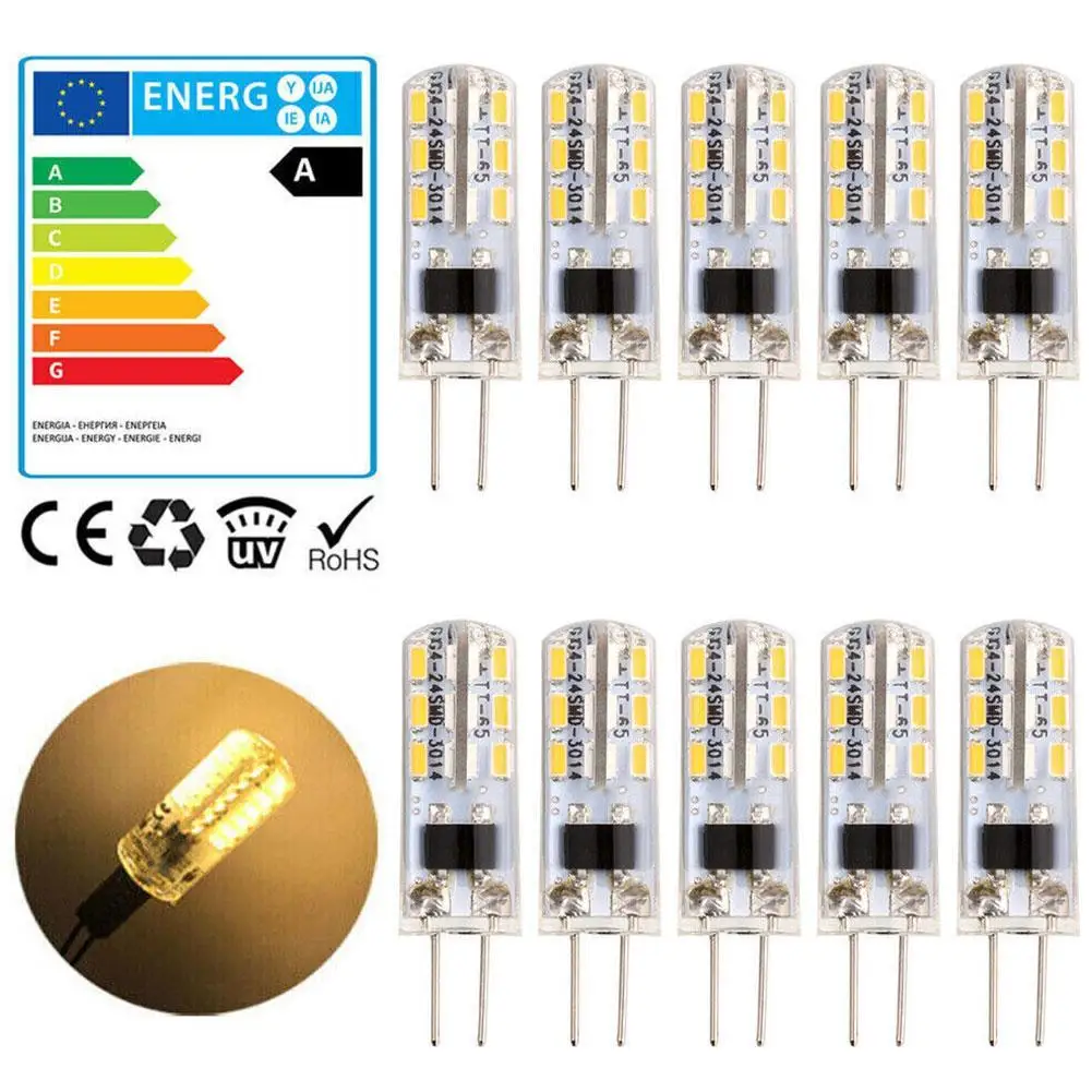 10pcs G4 Led Bulb 1.5W 3W 24led 12V AC220V 3014SMD Saving Mini Silicone Lamp 360Beam Angle Replace Halogen Light Spotlight
10pcs G4 Led Bulb 1.5W 3W 24led 12V AC220V 3014SMD Saving Mini Silicone Lamp 360Beam Angle Replace Halogen Light Spotlight
