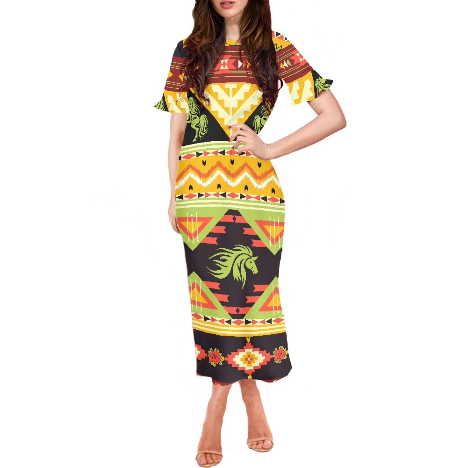 High Quality Women Summer Dress High Quality Short Ruffle Sleeve Sexy Clothing Indian Tribal Pattern Print Ladies Girl Dress
High Quality Women Summer Dress High Quality Short Ruffle Sleeve Sexy Clothing Indian Tribal Pattern Print Ladies Girl Dress