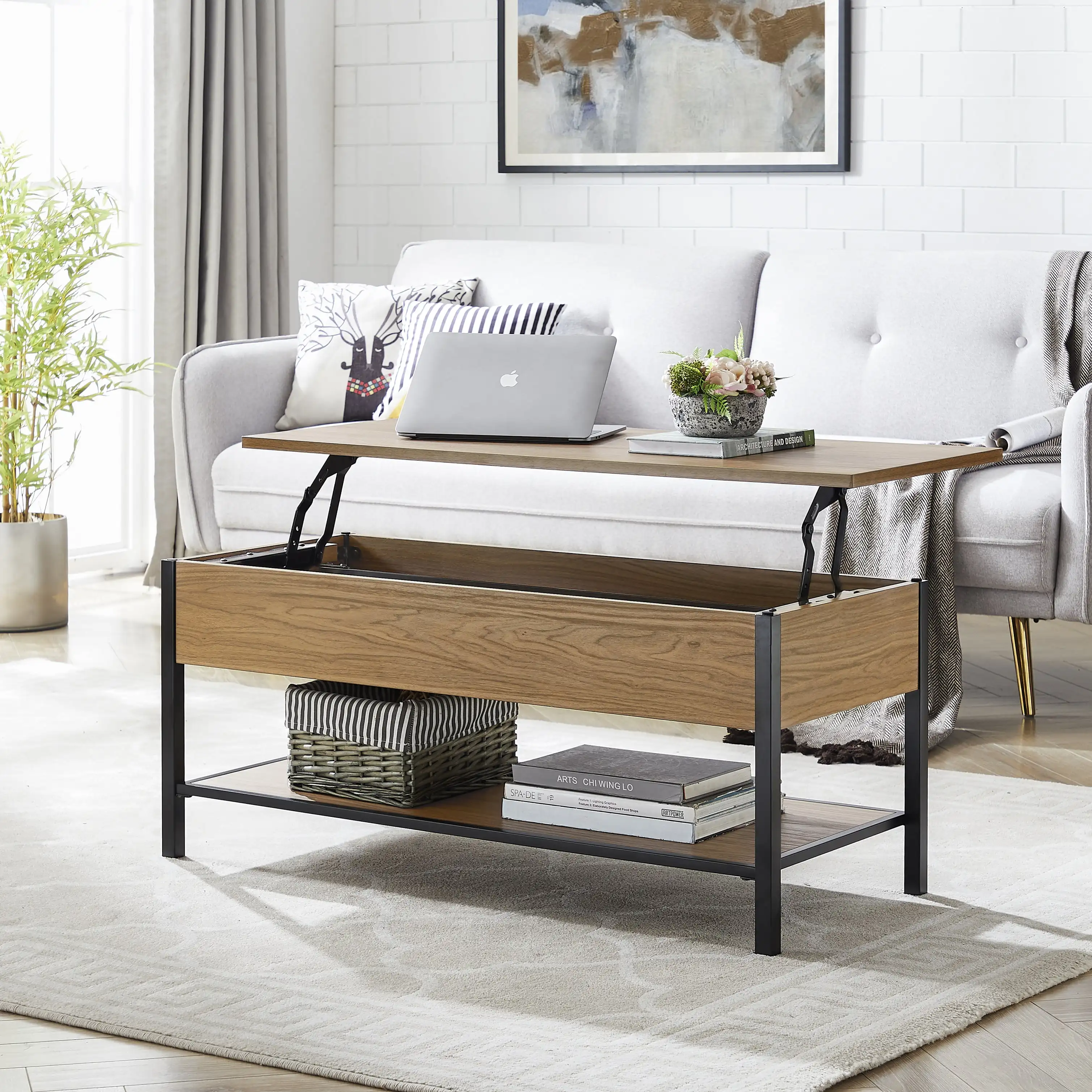 

Mainstays Lift Top with Storage Canyon Walnut High Load-bearing Strong Stable and Durable Coffee Table