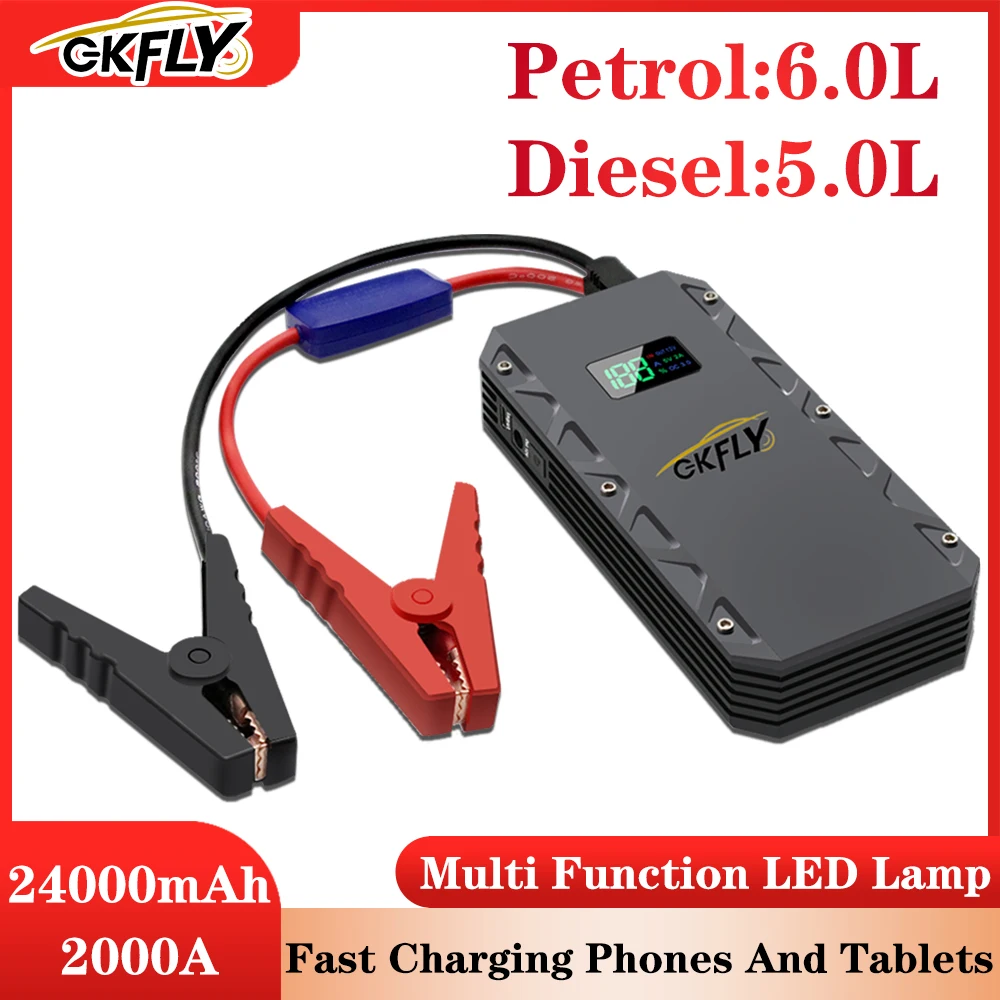 GKFLY Car Jump Starter 1500A 2000A 12V Starting Device Power Bank Car Battery Booster Charger For Petrol Diesel Car Starter
GKFLY Car Jump Starter 1500A 2000A 12V Starting Device Power Bank Car Battery Booster Charger For Petrol Diesel Car Starter