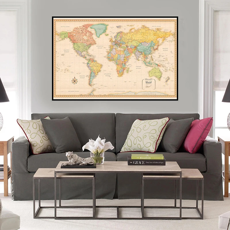 90*60cm The World Political Map Classic Edition Vintage Wall Art Poster Canvas Painting Home Decoration Kids Study Supplies
90*60cm The World Political Map Classic Edition Vintage Wall Art Poster Canvas Painting Home Decoration Kids Study Supplies