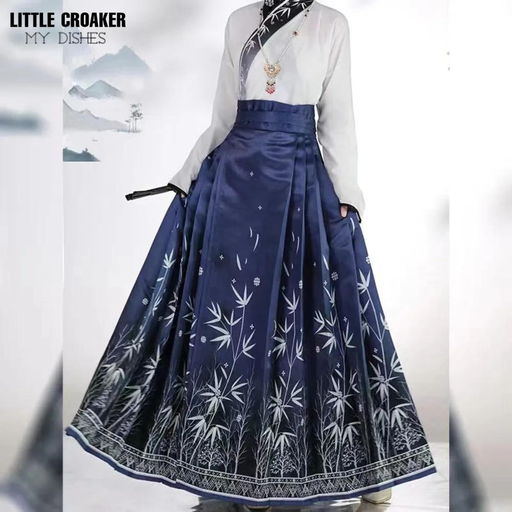 

Womens Dresses Vintage Chinese Traditional Ming Style Hanfu Commuting Cool Female Spring Summer Prints Horse Face Skirt Modern