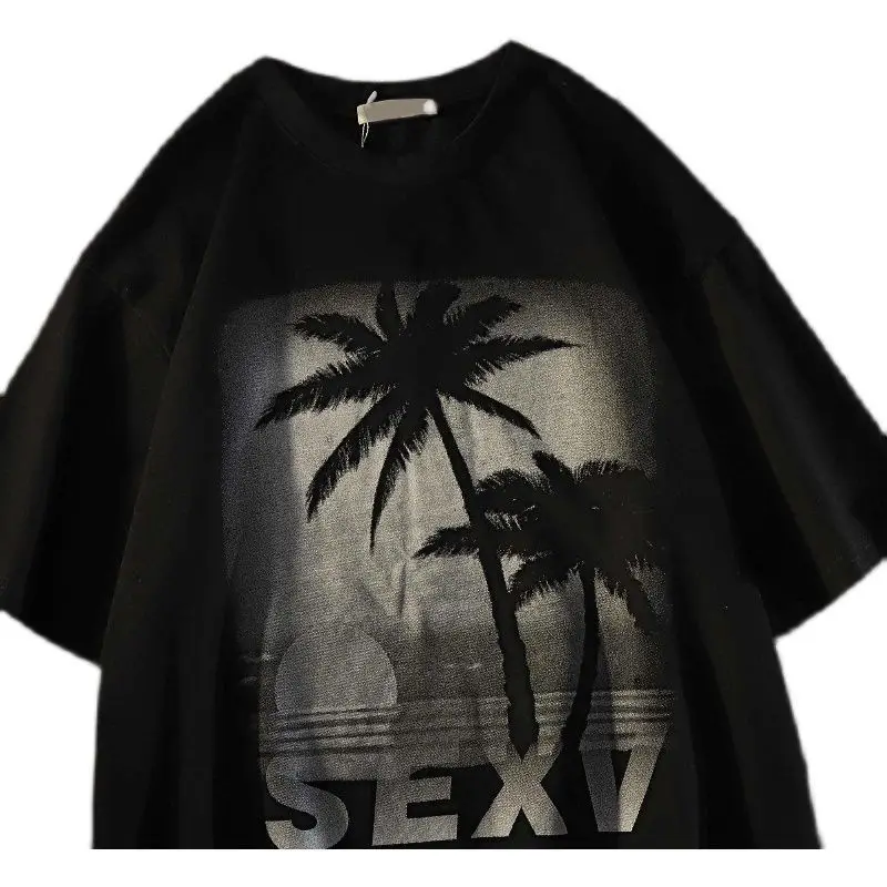 Summer high street retro coconut tree print men's short-sleeved cotton T-shirt new Korean style loose and versatile T-shirt y2k
Summer high street retro coconut tree print men's short-sleeved cotton T-shirt new Korean style loose and versatile T-shirt y2k
