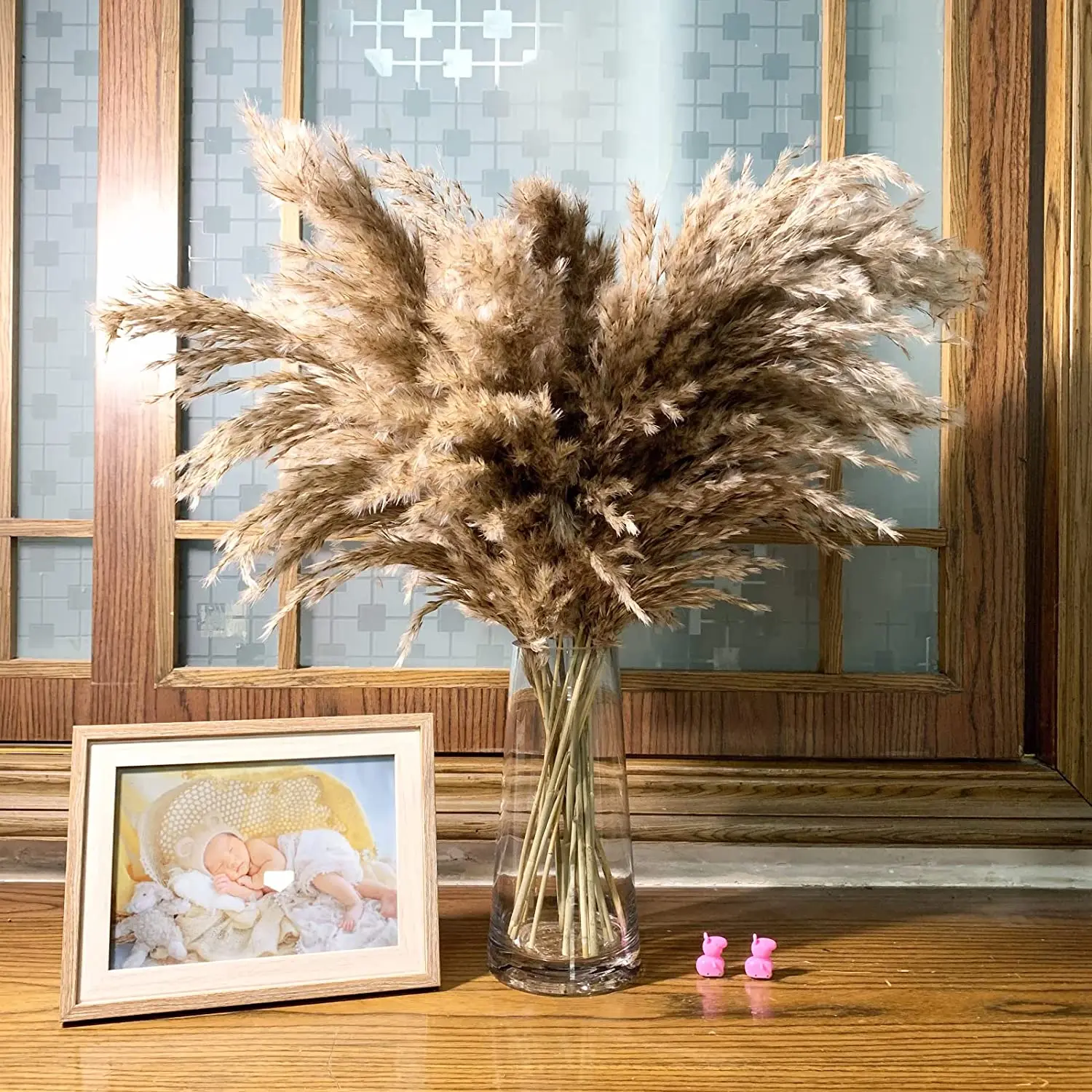 

Natural Fluffy Pampas Grass Reed Dried Flower Bouquet Boho Style Home Dining Table Wedding Vase Flower Arrangement Decoration