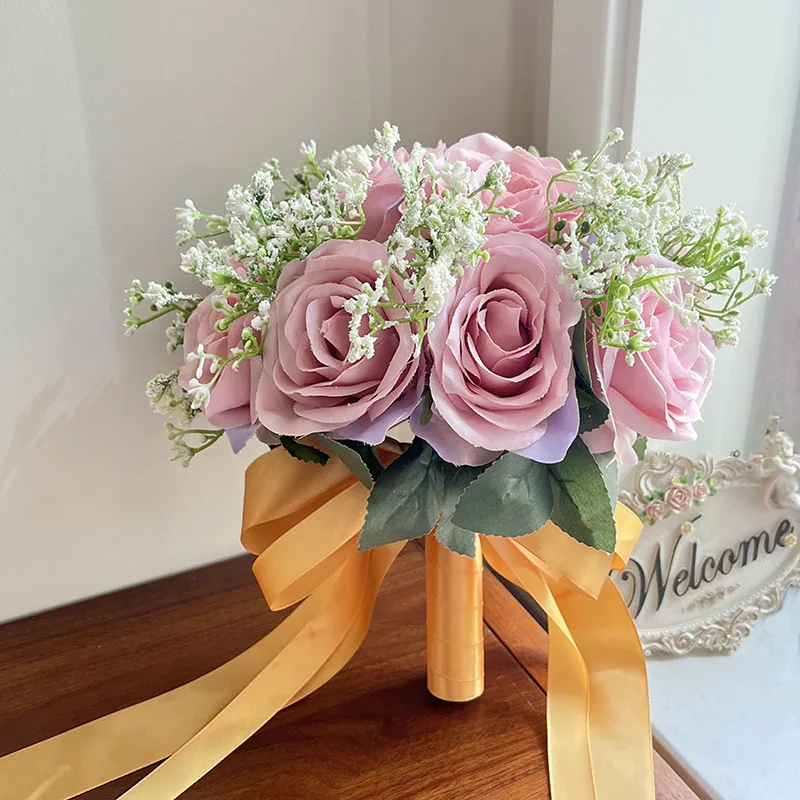 

Bride Wedding Bouquet Silk Roses Artificial Flowers Wedding Accessories Bridal Bouquet Bridesmaids Holding Flower Marriage Decor