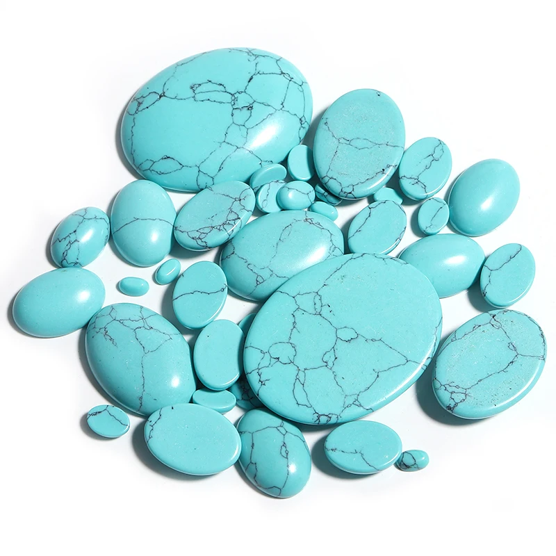 

10pcs/Lot Natural Stone Flatback Blue Turquoises Cabochon Beads 4mm 6mm 8mm 10mm 12mm 14mm for DIY Jewelry Making Finding