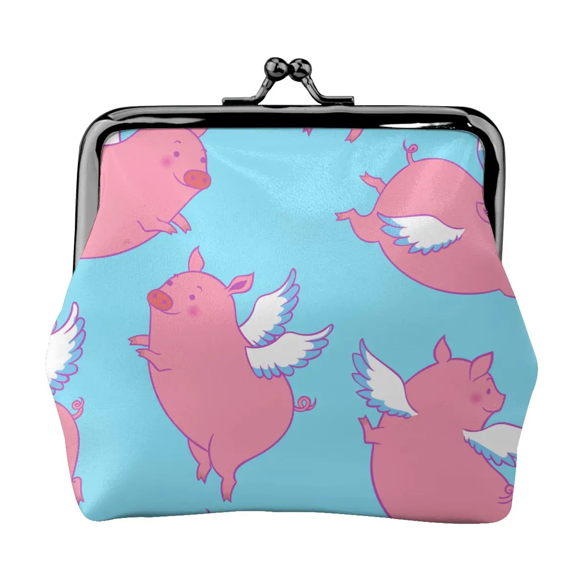 

Small Wallet Women Mini Printing Coin Purses Hasp Cash Card Handbags Clutch Money Change Bag Cute Flying Winged Piglets