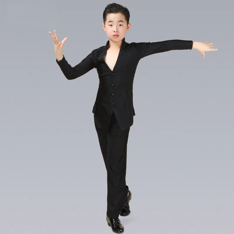 Latin Dance Top Boys Sexy V-Neck Shirt Black Wide Leg Pants Kids Latin Dance Competition Costumes Children Rumba clothes
Latin Dance Top Boys Sexy V-Neck Shirt Black Wide Leg Pants Kids Latin Dance Competition Costumes Children Rumba clothes