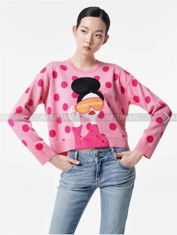 2023 Fall and Winter Cartoon Embroidery Heavy Beaded Girl Sweet Pullover Sweater 
2023 Fall and Winter Cartoon Embroidery Heavy Beaded Girl Sweet Pullover Sweater